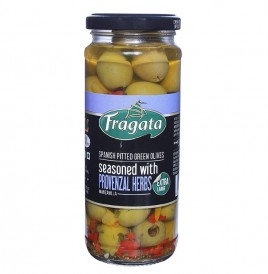 Fragata Spanish Pitted Green Olives, Seasoned with Provenzal Herbs  Glass Jar  330 grams